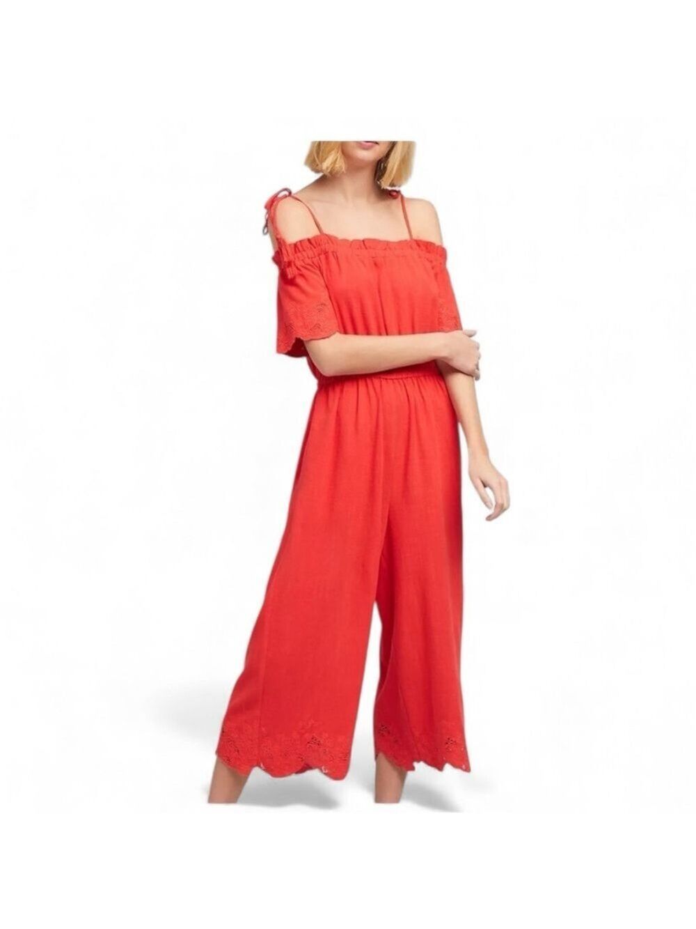 Anthropologie Moon River Lela Jumpsuit Red Wide Leg PXS NWT